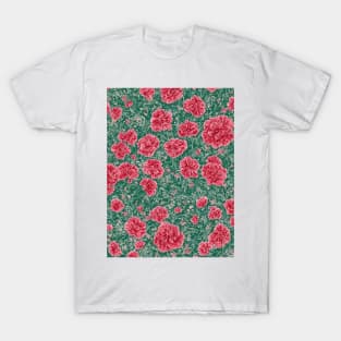 Refined Carnation Elegance Pattern T-Shirt